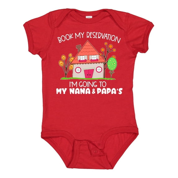 Inktastic Book My Reservation I'm Going to My Nana and Papa's- House Boys or Girls Baby Bodysuit