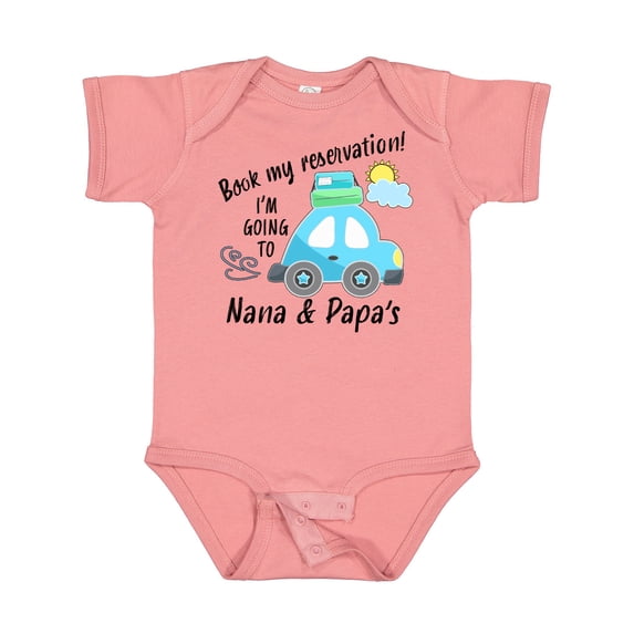 Inktastic Book My Reservation I'm Going to Nana and Papa's Boys or Girls Baby Bodysuit
