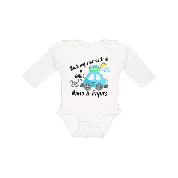 Inktastic Book My Reservation I'm Going to Nana and Papa's Boys or Girls Long Sleeve Baby Bodysuit