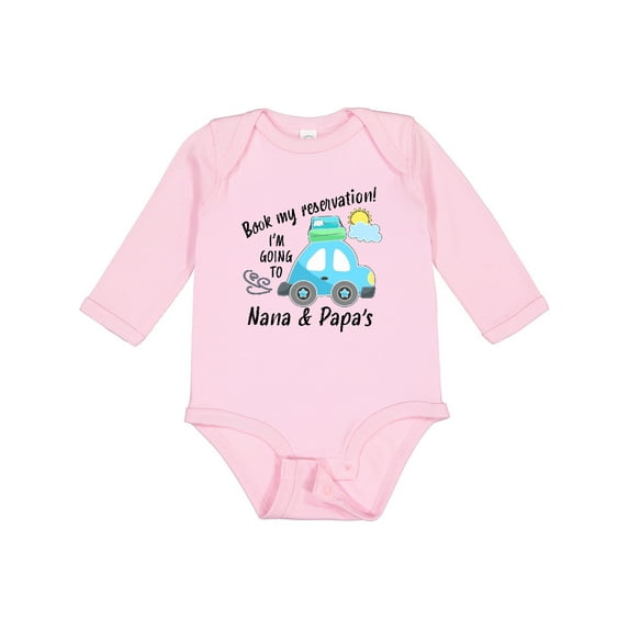 Inktastic Book My Reservation I'm Going to Nana and Papa's Boys or Girls Long Sleeve Baby Bodysuit