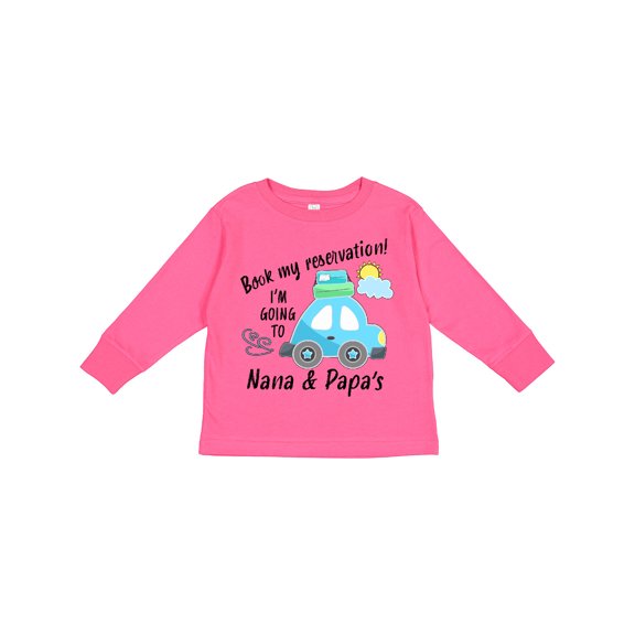 Inktastic Book My Reservation I'm Going to Nana and Papa's Boys or Girls Long Sleeve Toddler T-Shirt
