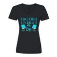 thumbnail image 1 of Inktastic Book Nerd for Life Women's V-Neck T-Shirt, 1 of 5