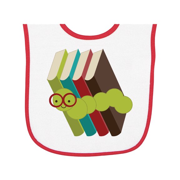 Inktastic Bookworm Books Reading Baby Terry Cloth Bib