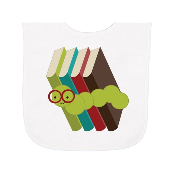 Inktastic Bookworm Books Reading Baby Terry Cloth Bib