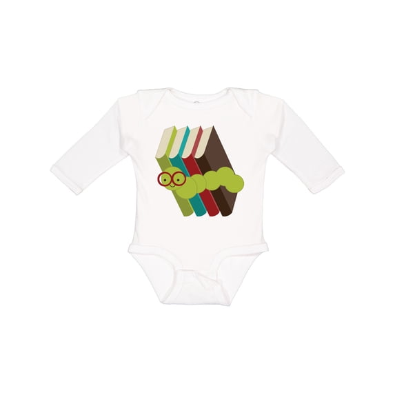 Inktastic Bookworm Books Reading Boys or Girls Long Sleeve Baby Bodysuit