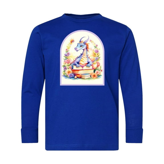 Inktastic Bookworm Dragon Book Lover Long Sleeve Youth T-Shirt