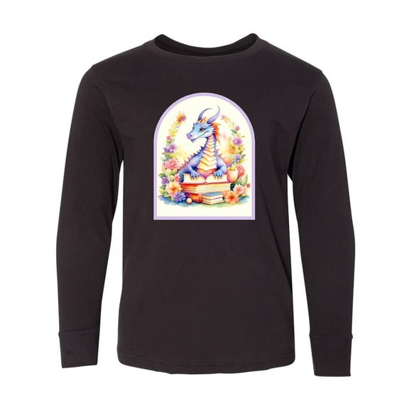 Inktastic Bookworm Dragon Book Lover Long Sleeve Youth T-Shirt