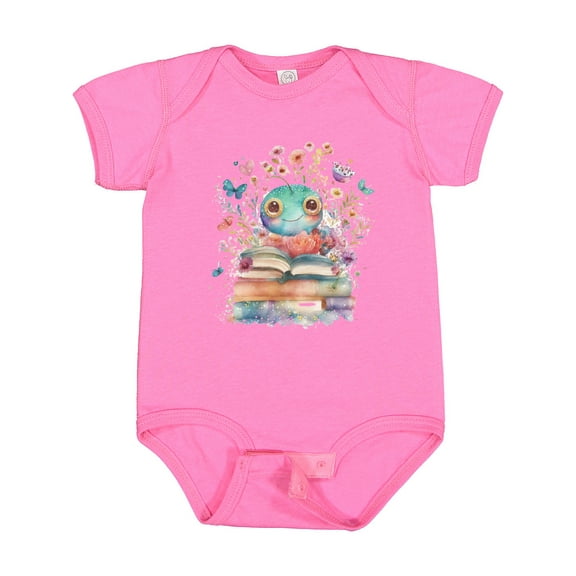 Inktastic Bookworm Flowered Reading Girls Baby Bodysuit