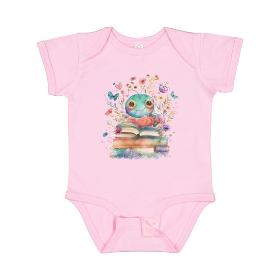 Inktastic Bookworm Flowered Reading Girls Baby Bodysuit
