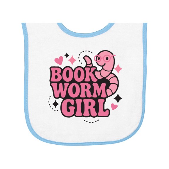 Inktastic Bookworm Girl Reading Baby Terry Cloth Bib