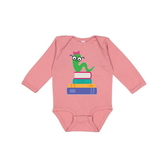 Inktastic Bookworm Girls Reading Gift Girls Long Sleeve Baby Bodysuit