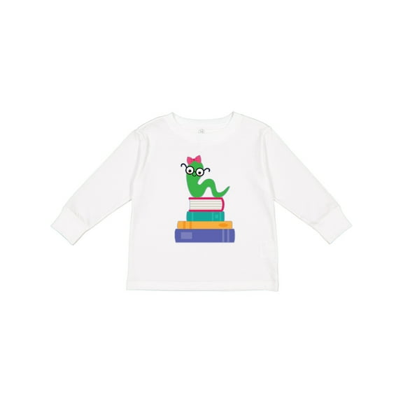 Inktastic Bookworm Girls Reading Gift Girls Long Sleeve Toddler T-Shirt