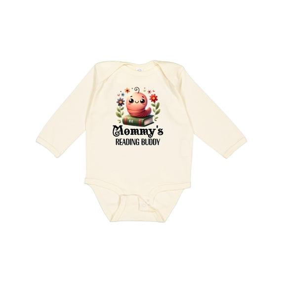 Inktastic Bookworm Mommys Reading Buddy Girls Long Sleeve Baby Bodysuit
