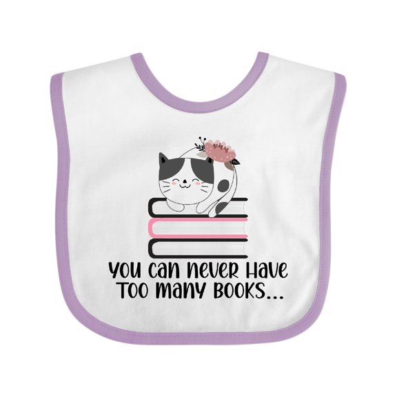 Inktastic Bookworm Never Have Too Many Books Girls Baby Bib