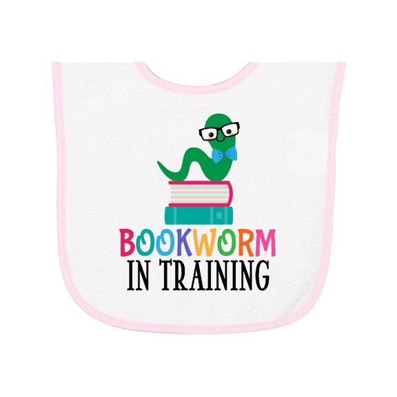 Inktastic Bookworm in Training Reading Baby Terry Cloth Bib