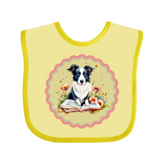 Inktastic Border Collie Book Lover Girls Baby Bib