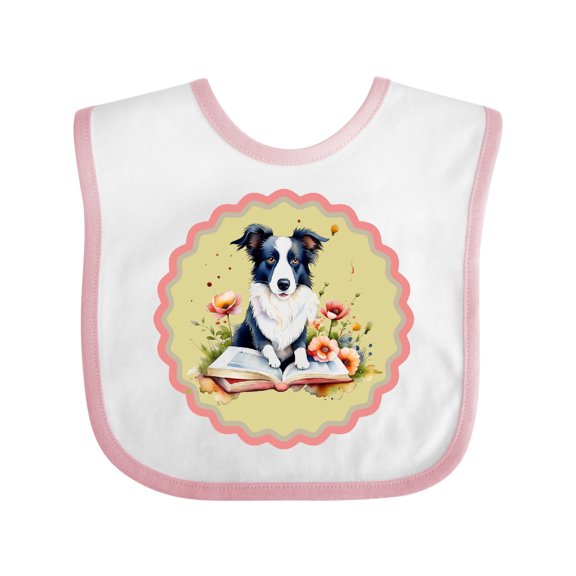 Inktastic Border Collie Book Lover Girls Baby Bib