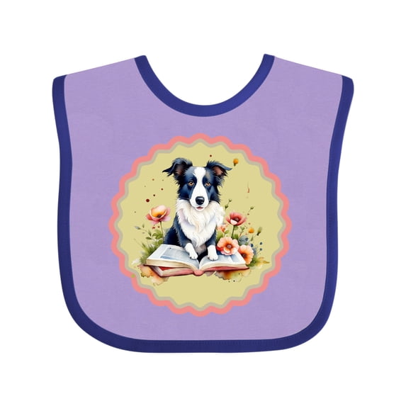 Inktastic Border Collie Book Lover Girls Baby Bib