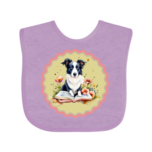 Inktastic Border Collie Book Lover Girls Baby Bib