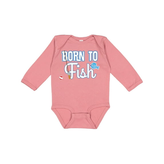 Inktastic Born to Fish Go Fishing Boys or Girls Long Sleeve Baby Bodysuit