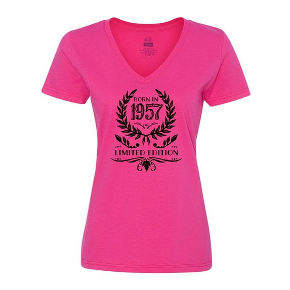 Inktastic Born in 1957 Limited Edition Women's V-Neck T-Shirt