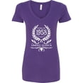 thumbnail image 1 of Inktastic Born in 1958 Limited Edition Women's V-Neck T-Shirt, 1 of 5
