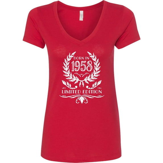 Inktastic Born in 1958 Limited Edition Women's V-Neck T-Shirt