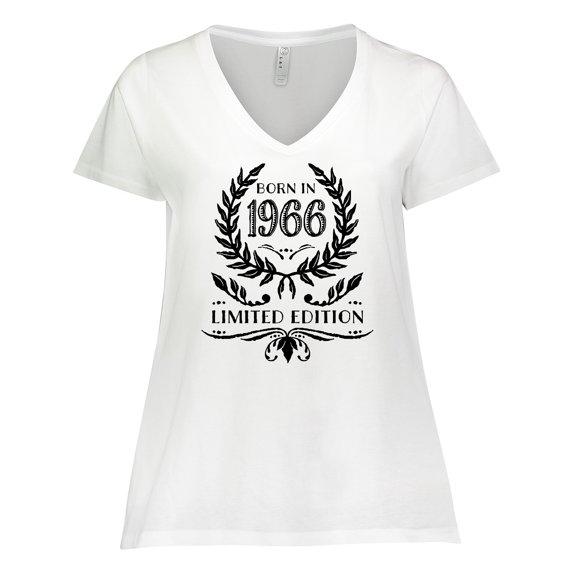 Inktastic Born in 1966 Limited Edition Women's Plus Size V-Neck T-Shirt