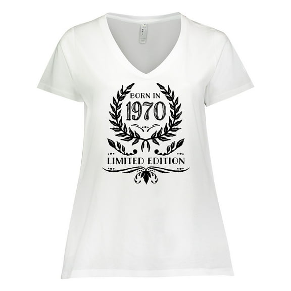 Inktastic Born in 1970 Limited Edition Women's Plus Size V-Neck T-Shirt