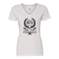 thumbnail image 1 of Inktastic Born in 1970 Limited Edition Women's V-Neck T-Shirt, 1 of 5