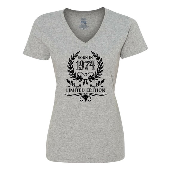 Inktastic Born in 1974 Limited Edition Women's V-Neck T-Shirt