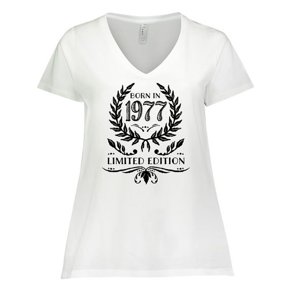 Inktastic Born in 1977 Limited Edition Women's Plus Size V-Neck T-Shirt