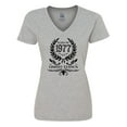 thumbnail image 1 of Inktastic Born in 1977 Limited Edition Women's V-Neck T-Shirt, 1 of 5