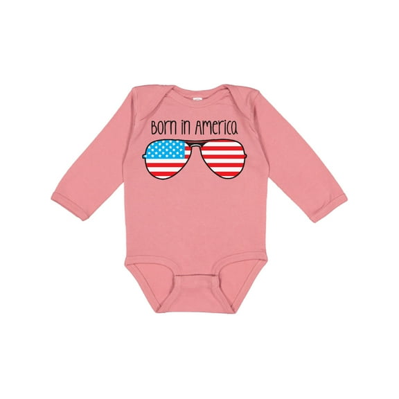 Inktastic Born in America Boys or Girls Long Sleeve Baby Bodysuit