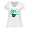 thumbnail image 1 of Inktastic Born in the 50's Record and Music Notes Women's Plus Size V-Neck T-Shirt, 1 of 5