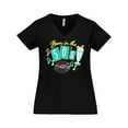 thumbnail image 1 of Inktastic Born in the 50's Record and Music Notes Women's Plus Size V-Neck T-Shirt, 1 of 5