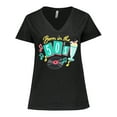 thumbnail image 1 of Inktastic Born in the 50's Record and Music Notes Women's Plus Size V-Neck T-Shirt, 1 of 5