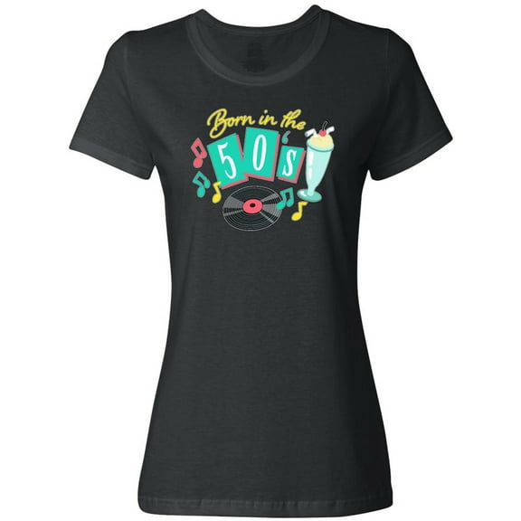Inktastic Born in the 50's Record and Music Notes Women's T-Shirt