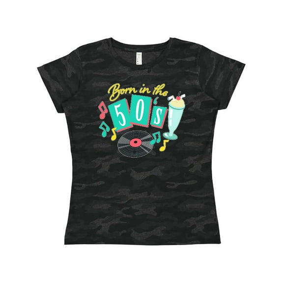 Inktastic Born in the 50's Record and Music Notes Women's T-Shirt
