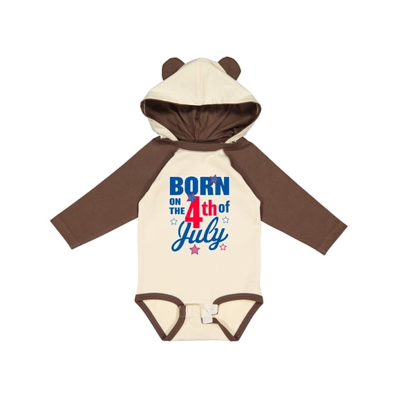 Inktastic Born on The 4th of July Boys or Girls Long Sleeve Baby Bodysuit