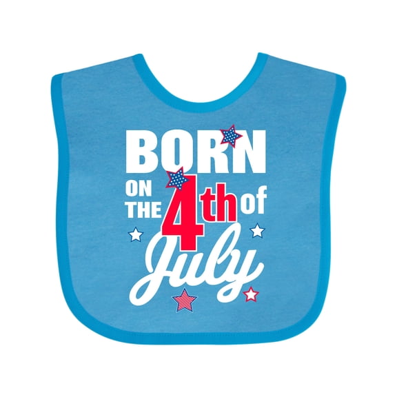 Inktastic Born on the 4th of July Boys or Girls Baby Bib