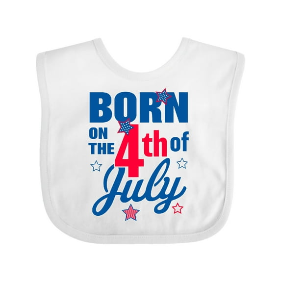 Inktastic Born on the 4th of July Boys or Girls Baby Bib