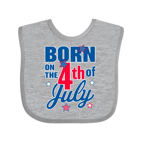 Inktastic Born on the 4th of July Boys or Girls Baby Bib
