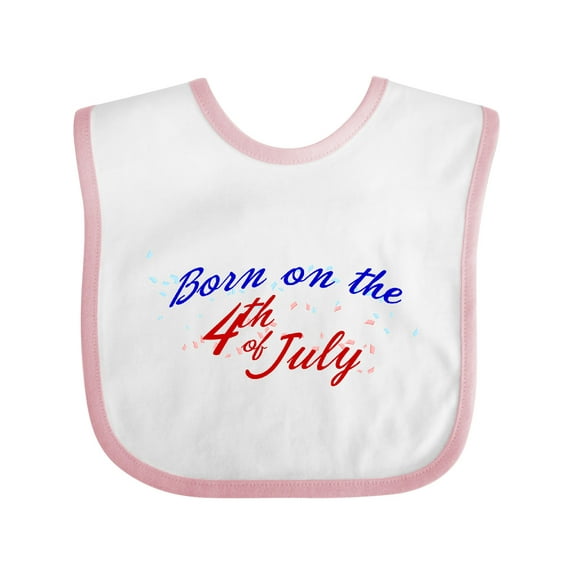 Inktastic Born on the 4th of July Boys or Girls Baby Bib