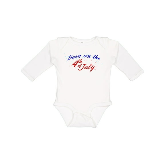 Inktastic Born on the 4th of July Boys or Girls Long Sleeve Baby Bodysuit