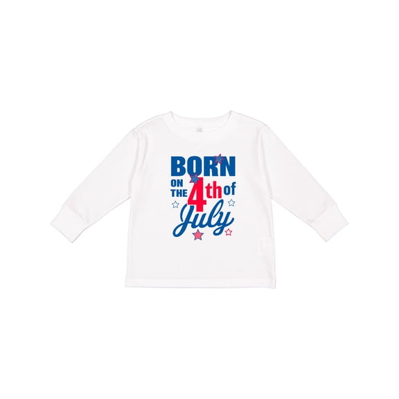 Inktastic Born on the 4th of July Boys or Girls Long Sleeve Toddler T-Shirt
