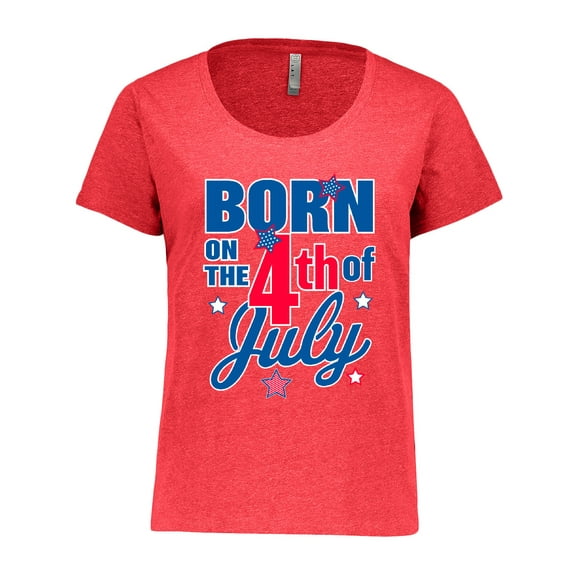 Inktastic Born on the 4th of July Women's Plus Size T-Shirt