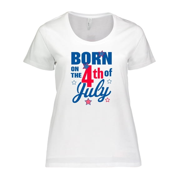 Inktastic Born on the 4th of July Women's Plus Size T-Shirt