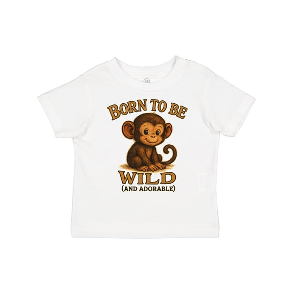 Inktastic Born to Be Wild Adorable Monkey Boys or Girls Toddler T-Shirt