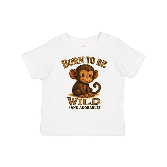 Inktastic Born to Be Wild Adorable Monkey Boys or Girls Toddler T-Shirt